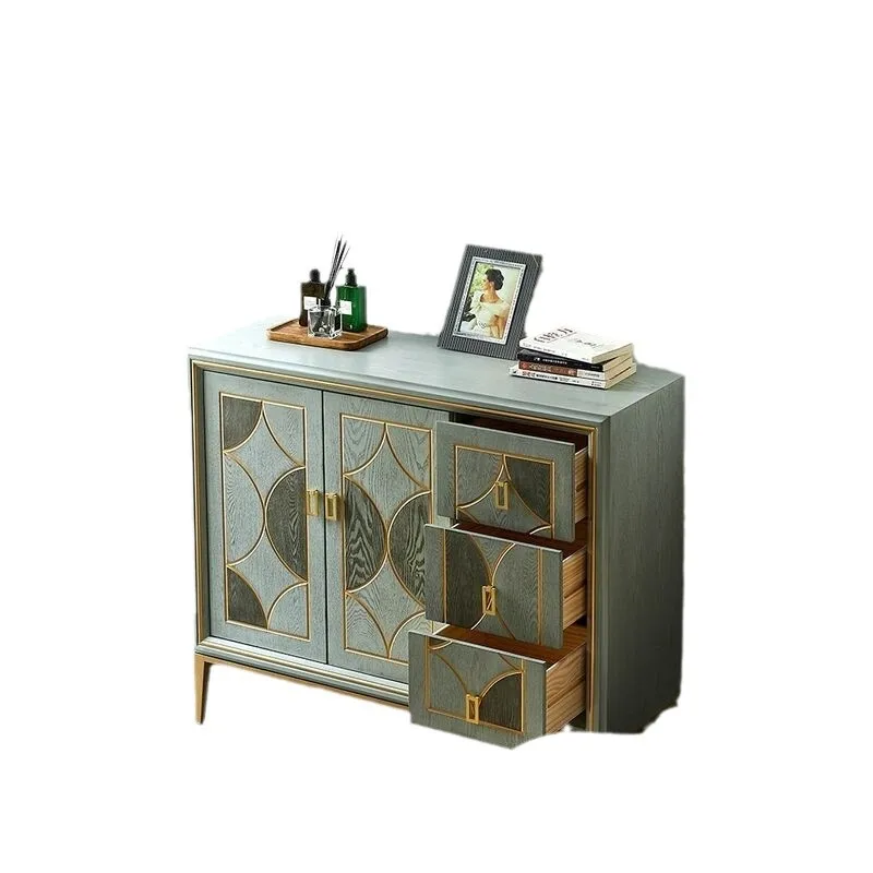 

Dining side cabinet old gray guest living room retro modern simple kitchen multi-functional wall entrance tea cabinet