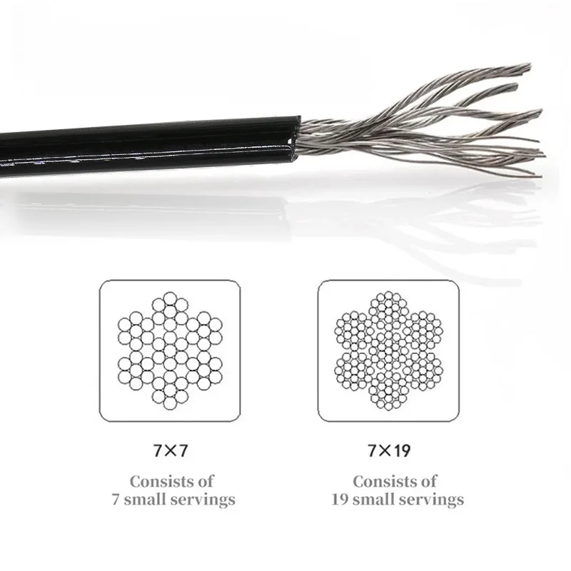 Picture 4: 5/10/20/50M 304 Stainless Steel Wire Rope, Black PVC Coated Rope, 7X7 Steel Cable Can Be Matched With Any Rigging