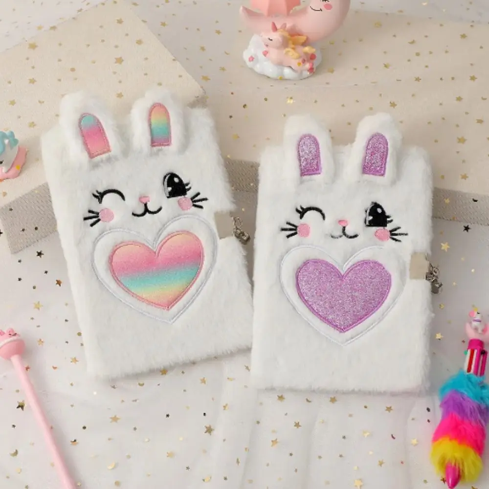 

With Lock Cartoon Plush Notebook Plush Cartoon a5 Furry Notebook Scrapbooking a5 Kawaii Plush Notebook Office School Supplies