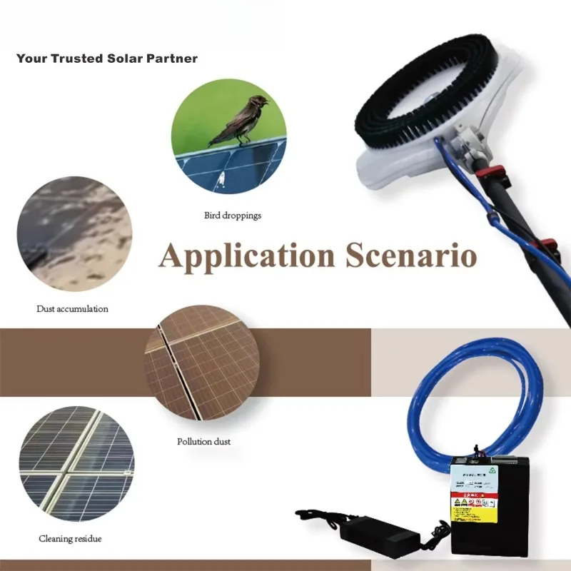 Rotating Solar Panel Cleaning Brush Solar Cleaning Machine Photovoltiax Cleaner