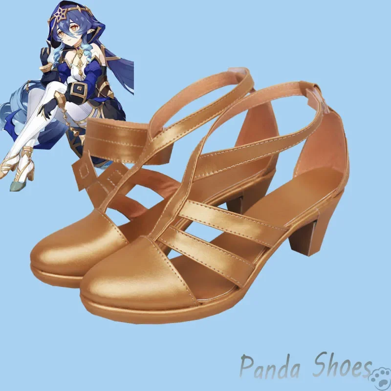 

Genshinimpact Layla Cosplay Shoes Anime Game Cos Golden Clogs Boots Layla Cosplay Costume Prop Shoes for Con Halloween Party