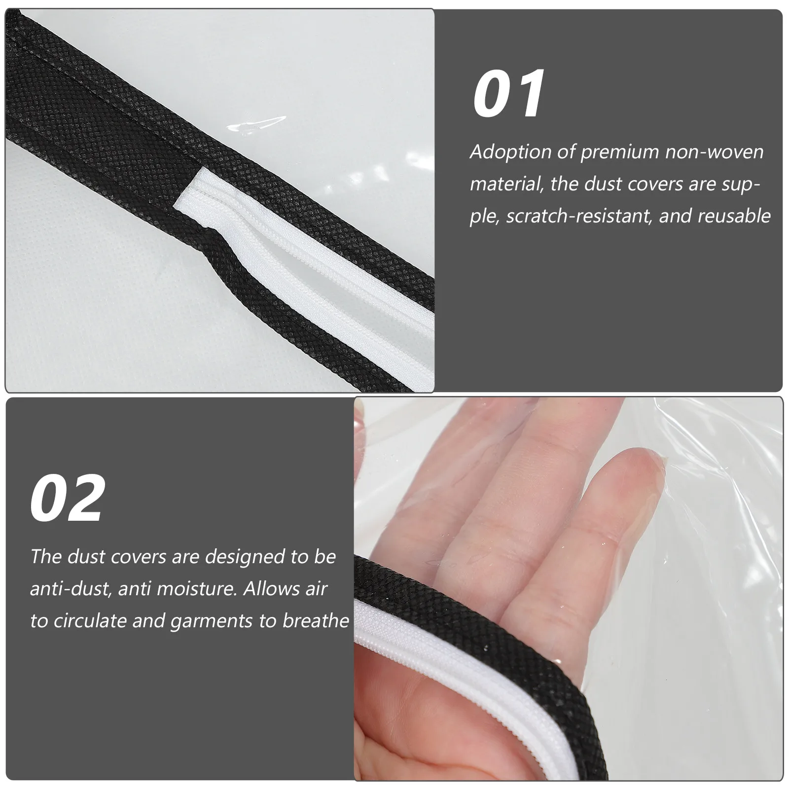 

2 Pcs Clothing Dust Cover Storage Bags Hanging Clothes Covers Garment for Dress