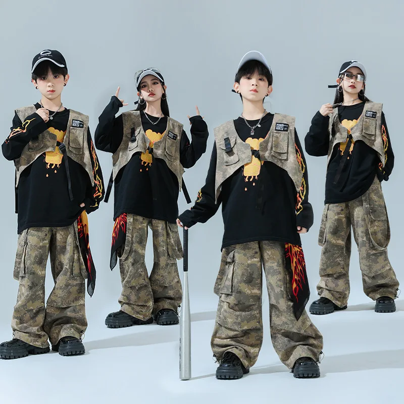 kids-hiphop-clothes-camouflage-pants-dance-performance-outfits-boy-girl-hip-hop-street-wear-costume-child-tracksuits-y2k-set