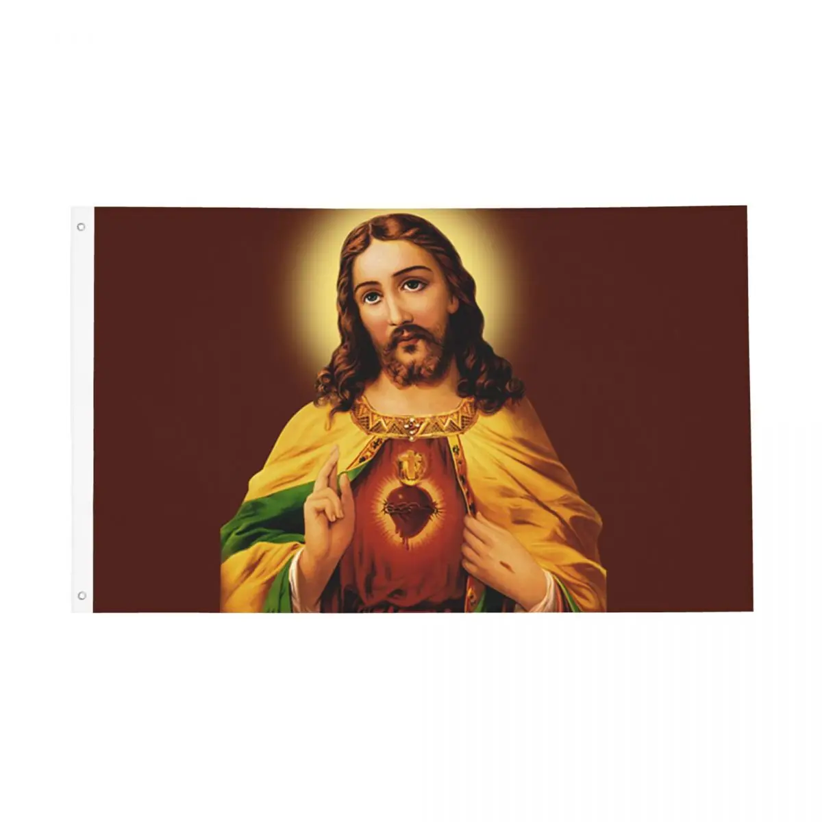 Jesus Christ Sacred Heart Flag Outdoor Banner 2 Grommets Christian God Bless Decoration Vivid Color 60x90 90x150cm Flags