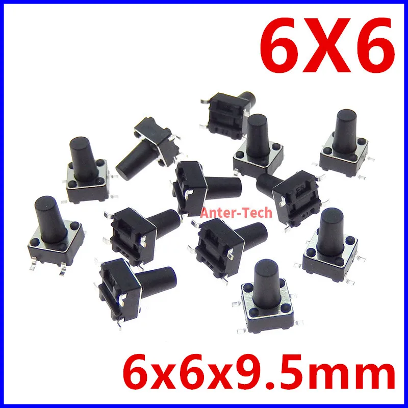 50PCS SMT 6*6* 9.5    6X6X9.5    6X6X9.5mm 4PIN patch switch Micro push button switch reset switch PCB SMD