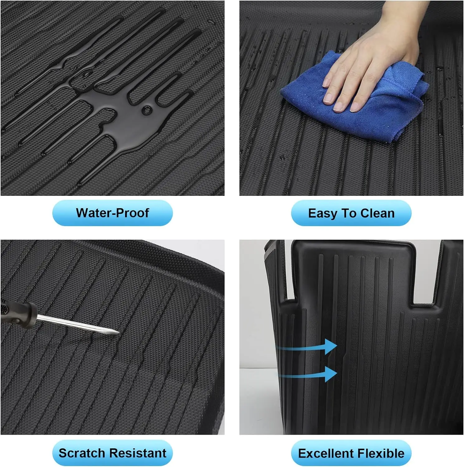 Front Rear Trunk Mats for Tesla Model 3 2019-2022 TPE Trunk Protection Pads All Weather Waterproof Cargo Liner Anti Dirty Mat