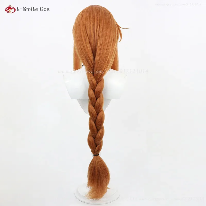 Anime Flamme Cosplay Wig 120cm Long Orange Braids Wigs Heat Resistant Synthetic Hair Halloween Party Women Wig + Wig Cap