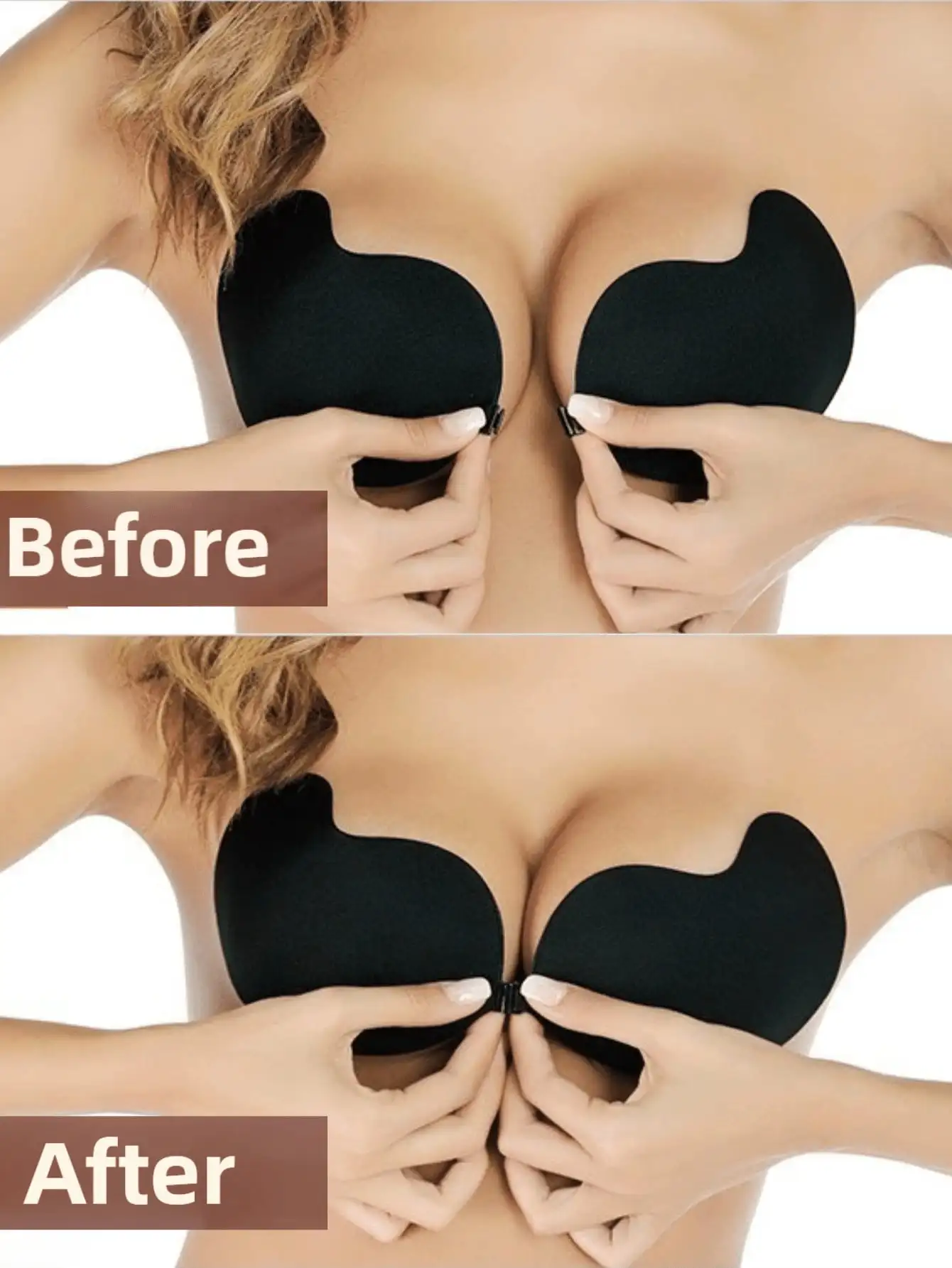 1 par de copas de sujetador push-up invisibles de silicona sin espalda, con un diseño invisible para realzar los senos.