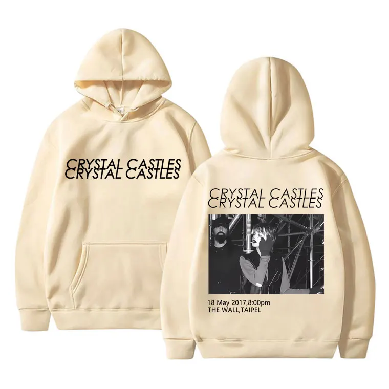 Canada Band Crystal Castles Double Sided Print Hoodie Men Women Gothic Punk Sweatshirt Men's Rock Oversized Pullover Streetwear