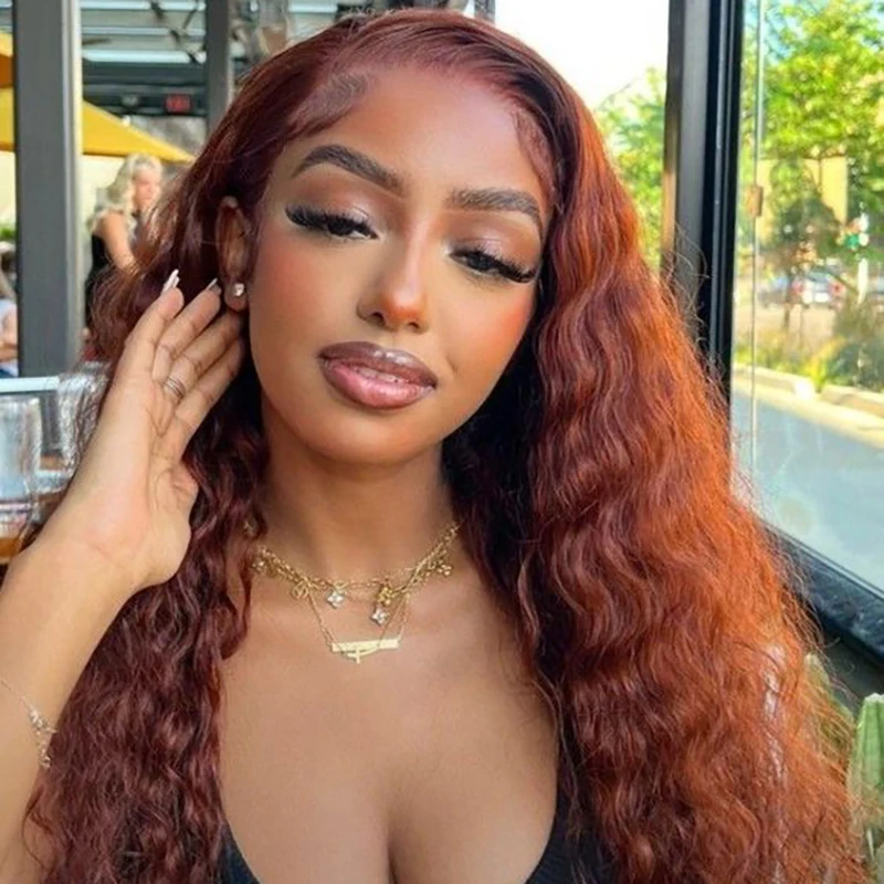 13x4 Ginger Orange Lace Front Wig Deep Wave Curly 13x6 Lace Front Human Hair Wigs Water Wave Transparent Lace Frontal Wig