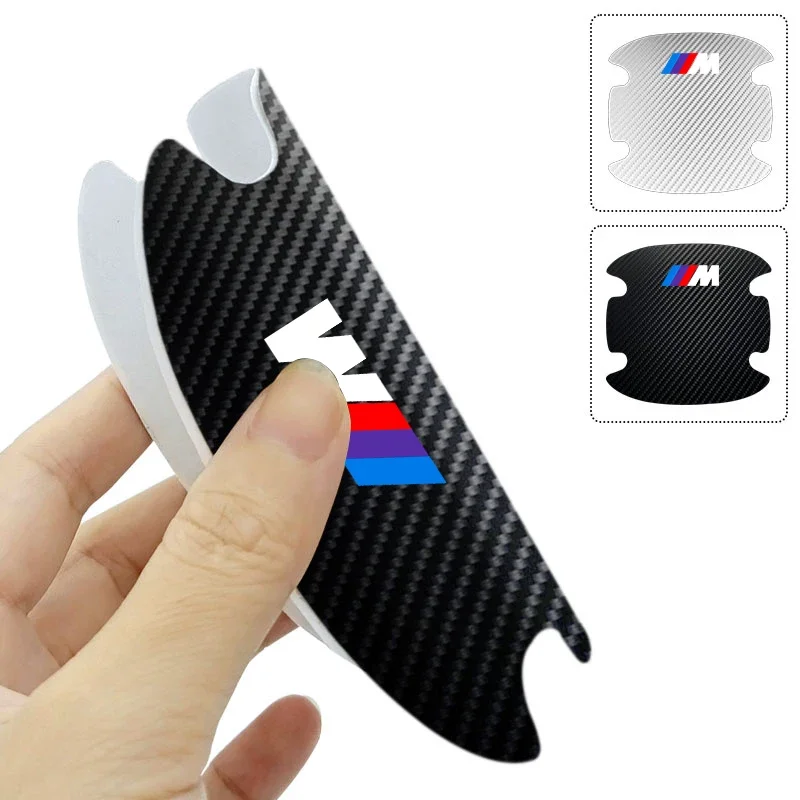 4pc New Car Sticker Anti Scratch Car Door Handle Carbon Fiber Protector For BMW M 1 3 4 5 6 7 E Z X M3 M5 M6 E39 E46 E30 E28 E91