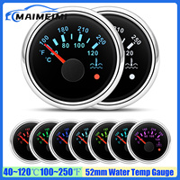 40~120℃,100~250℉ Water Temperature Meter 7 Color LED 52mm Water Temp Gauge with Flashing Alarm for Auto Car Boat Motor 12V 24V