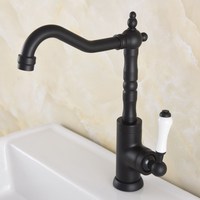 Black Brass Kitchen Sink Faucet Washbasin Faucets Ceramic Lever Cold & Hot Water Mixer Bathroom Taps Deck Mounted Lnf729