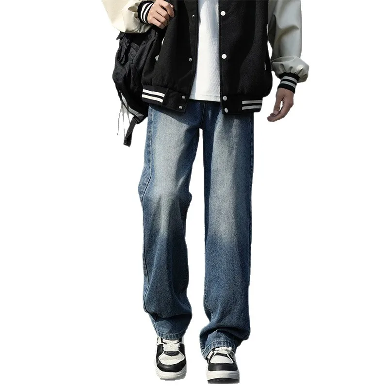 2025 Vintage New Fashion uomo semplice casual alla moda allentato dritto gamba larga High Street pantaloni in denim jeans maschili pantaloni vestiti