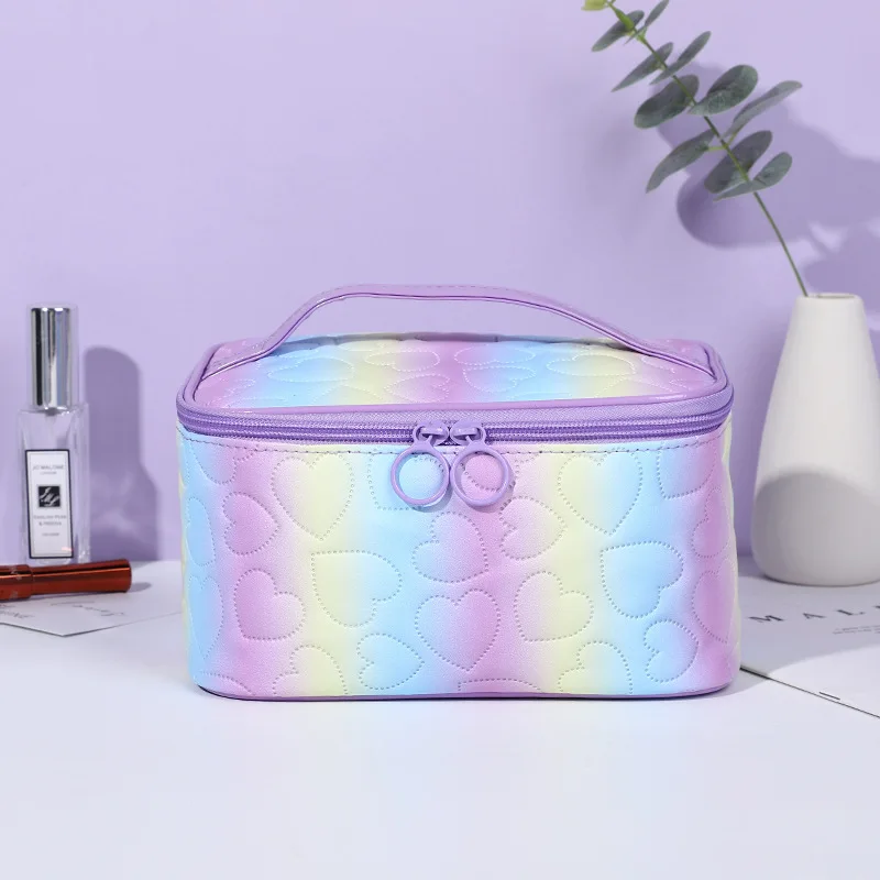 2024 New Gradient Love Makeup Bag Waterproof Storage Bag Large Capacity Cosmetic Bag Portable Travel Toilet Bag for Women