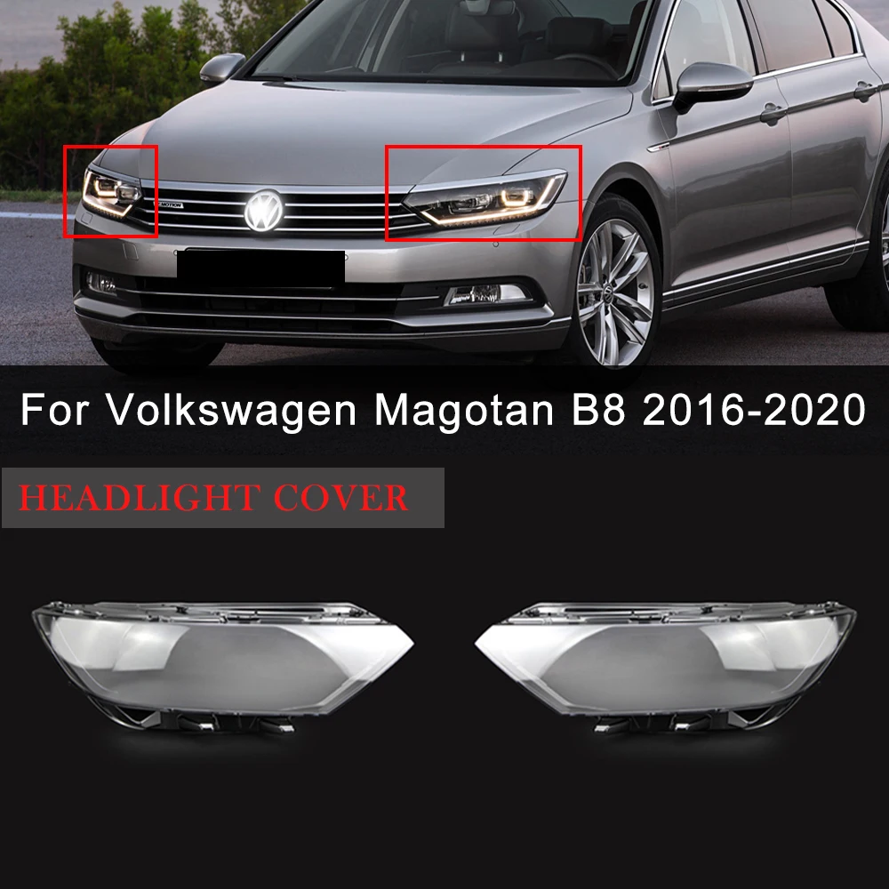 Car Headlight Glass For VW Passat/Magotan B8 2016 2017 2018 Plastic Lampshade Shell Replacement Lens Cover Car Accessories