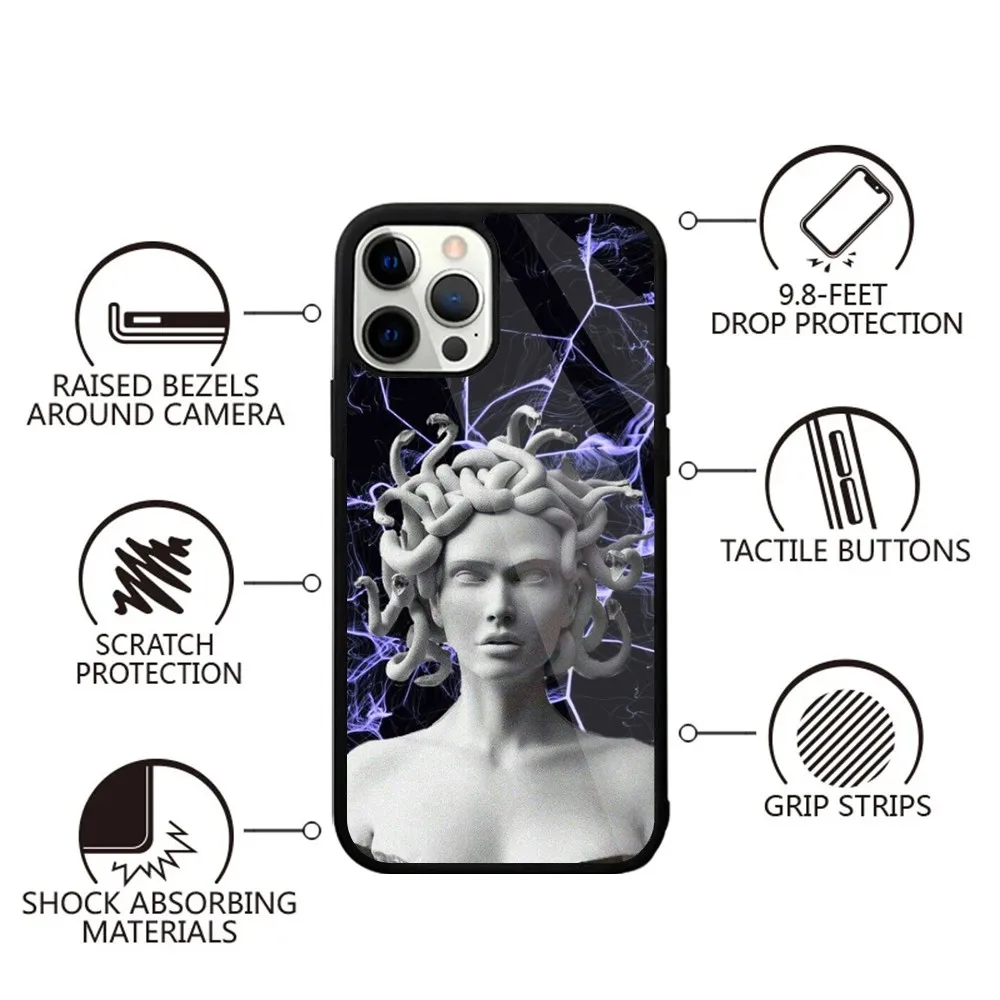 Ancient Greek Mythology Medusa Phone Case For iPhone 15,14,13,12,11,Plus,Pro,Max Mini Magsafe Magnetic Wireless Charging