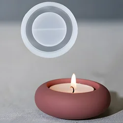 Round Candle Holder Silicone Mold DIY Cement Candle Cup Mold Tealight Holder Plaster Mold Terrazzo Epoxy Resin Decorative