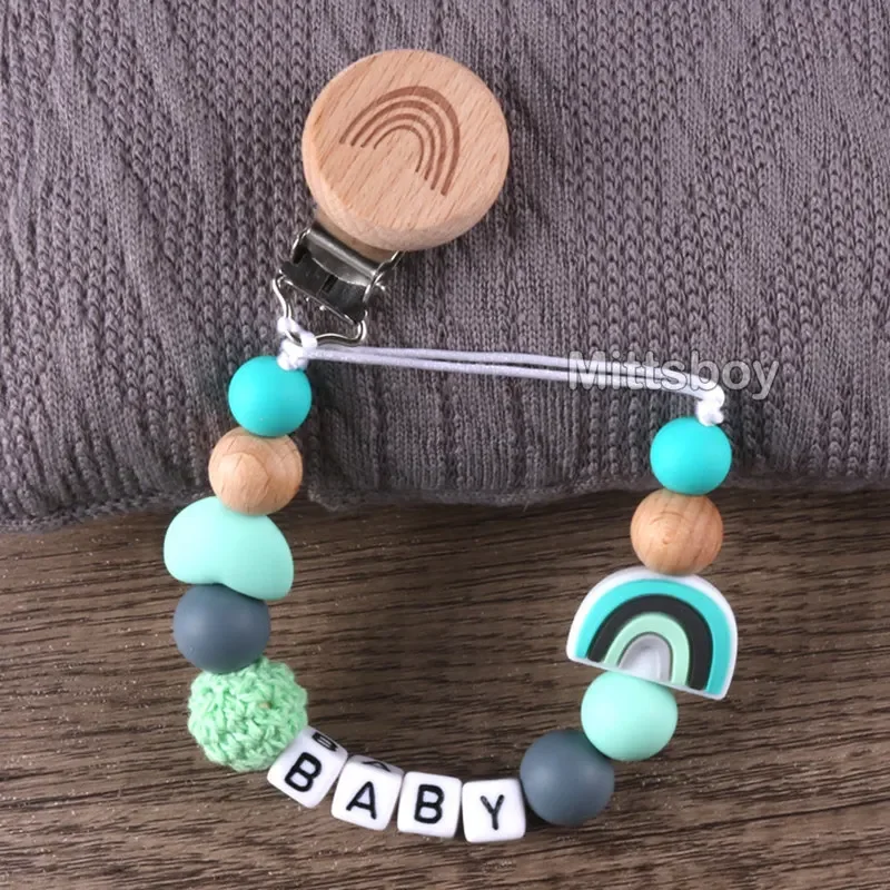 Custom Handmade Silicone Rainbow Pacifier Clip Gift