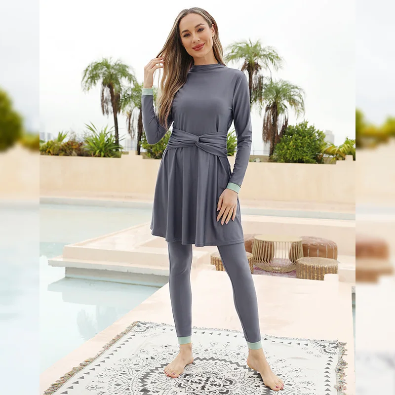 Full Package Muslim Swimsuit Skirt Tight Fitting High Elasticity Small Freshness Sun Protection Comfortable Fit