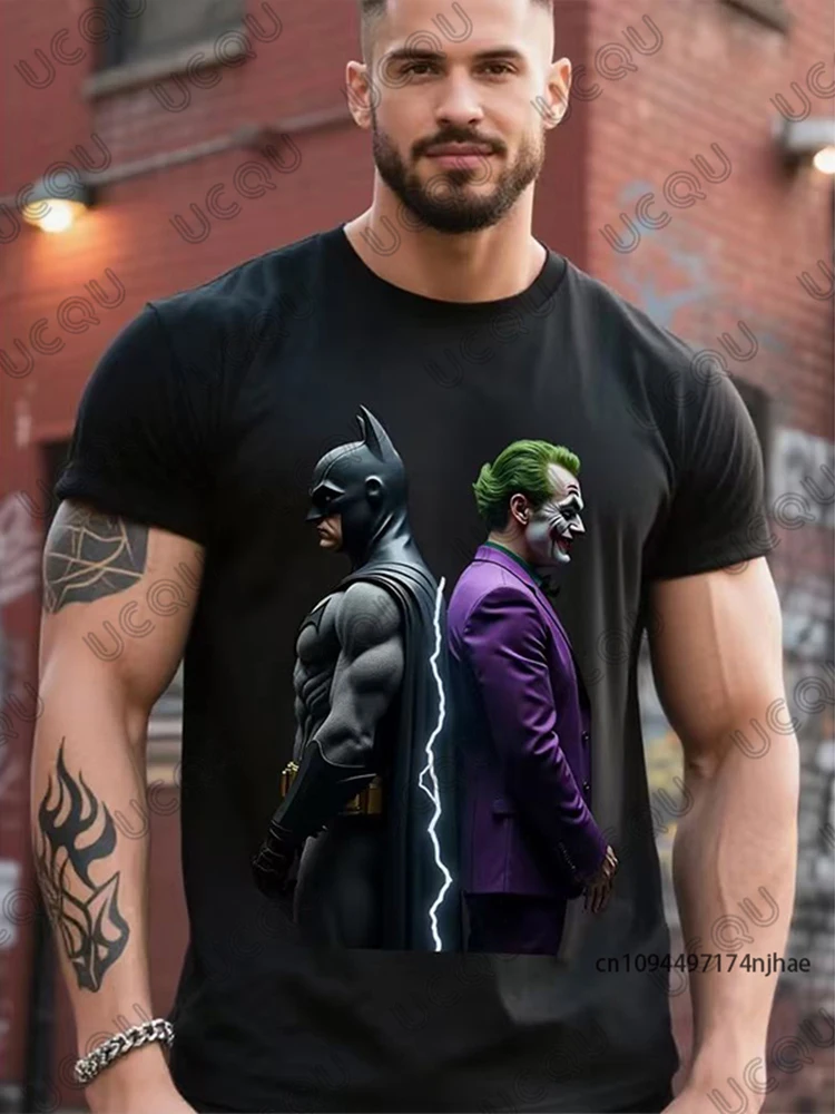 Camiseta de algodón con gráfico de Batman y Joker de la serie DC clásica para hombre, camisetas deportivas de verano, ropa masculina, ropa de calle, camisetas Unisex, novedad de 2026