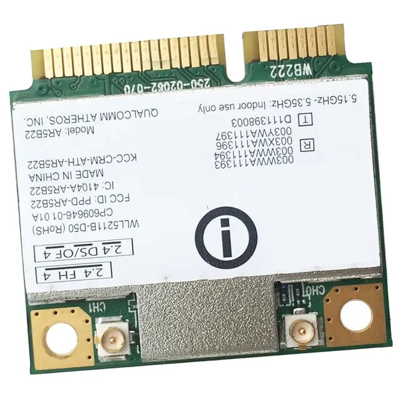 Stylish-10X AR9462 AR5B22 WB222 Half Mini Pcie 300Mbps+Bluetooth4.0 WLAN Wifi Wireless Card