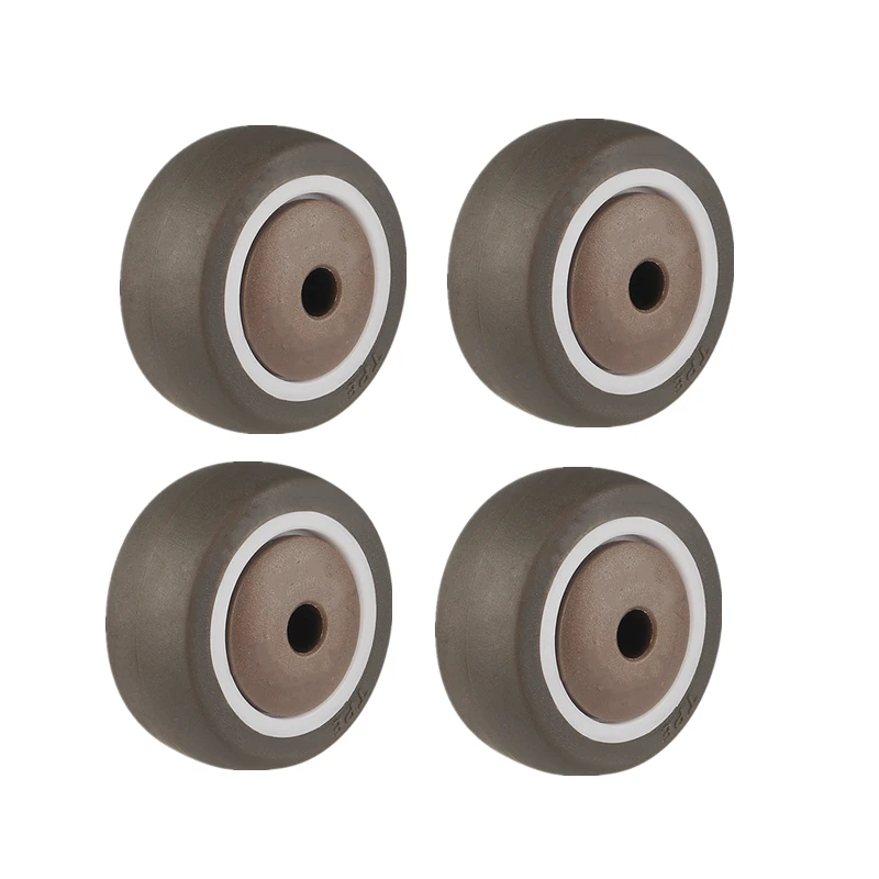 4 Packs Brown TPE Elastic Rubber Bearing Single Wheel Pulley 1-4 Inch Sizes for Furniture Rollers And Small Accessories