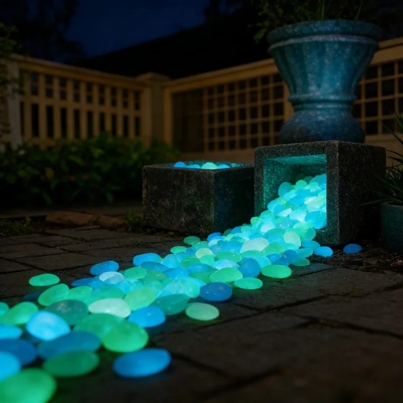 Luminous plastic pebbles1000-2000pcsGlow-in-the-dark pebbles for wedding party garden landscape decoration, reusable