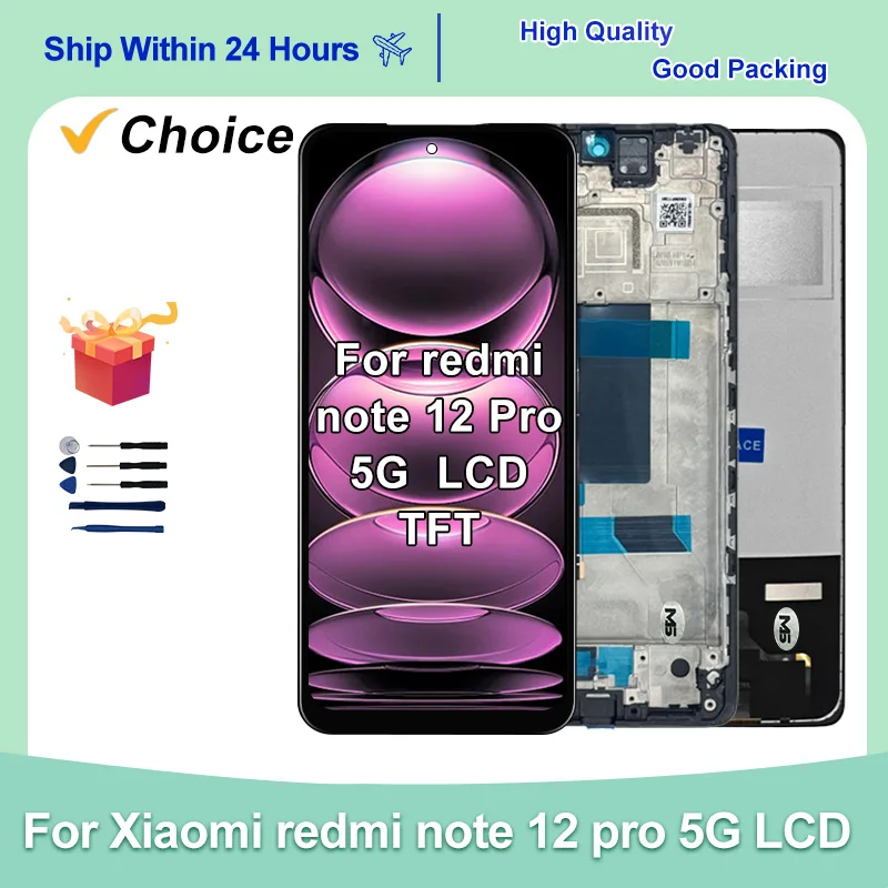 TFT Display For Xiaomi Redmi Note 12 Pro 5G LCD 22101316C Touch Screen For Redmi Note 12 Pro LCD Digitizer Assembly Replacement