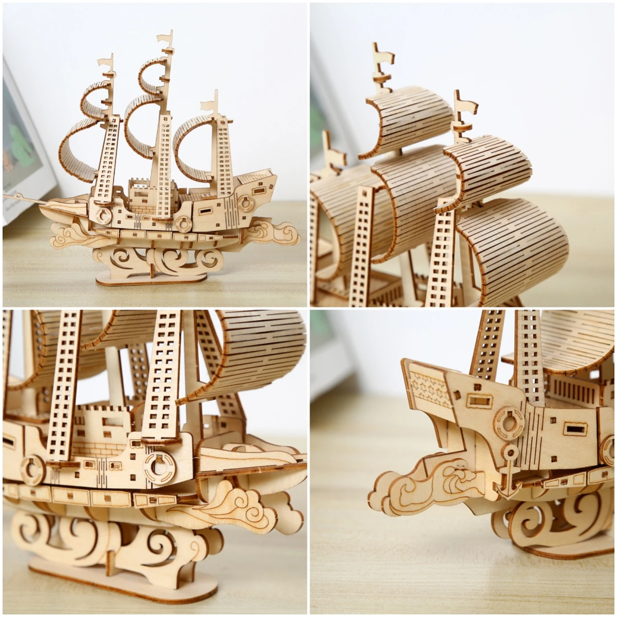 Sailboat Wooden Puzzle Model Kit para Crianças e Adultos, Brinquedos Educativos, Montagem, Presentes Artesanais, Decoração para Casa