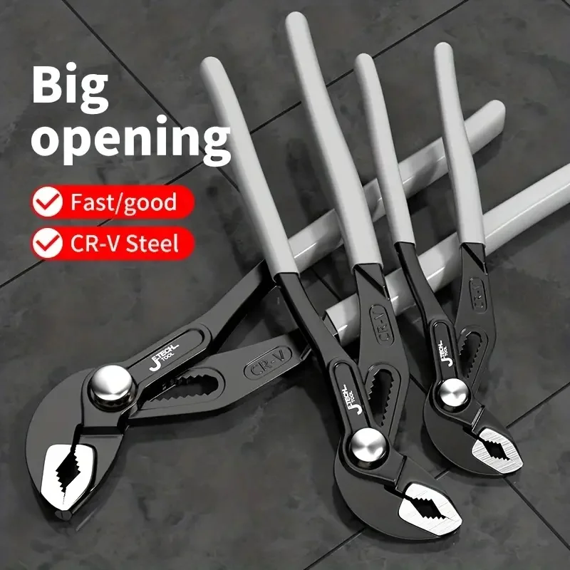 Water Pump Pliers Quick-Release Plumbing Pliers Adjustable Water Pipe Clamp Pliers Multi-functional Tool Sink Spanner Wrench