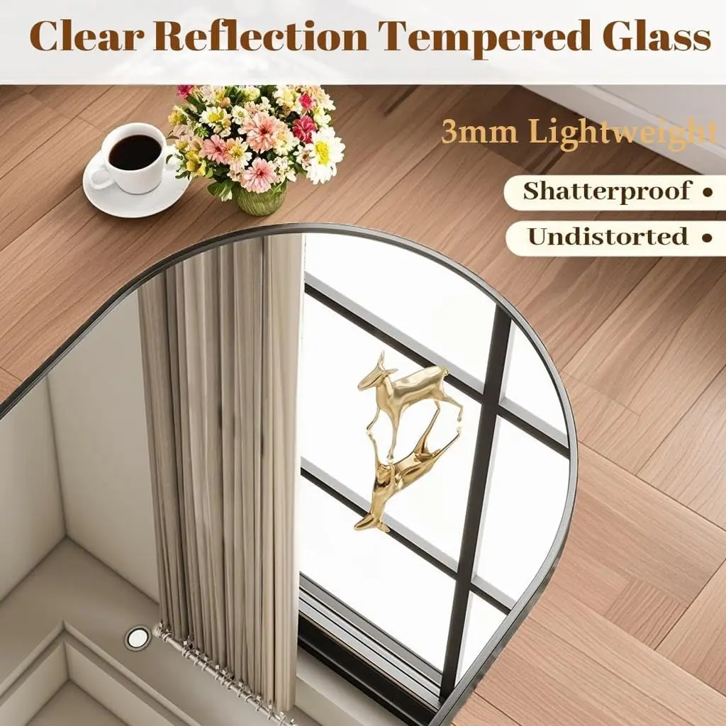 [Vendita calda! ]Specchio ad arco a figura intera, specchio da pavimento grande da 81"x41" con supporto, specchi oversize per tutto il corpo per appoggiarsi o sospese,