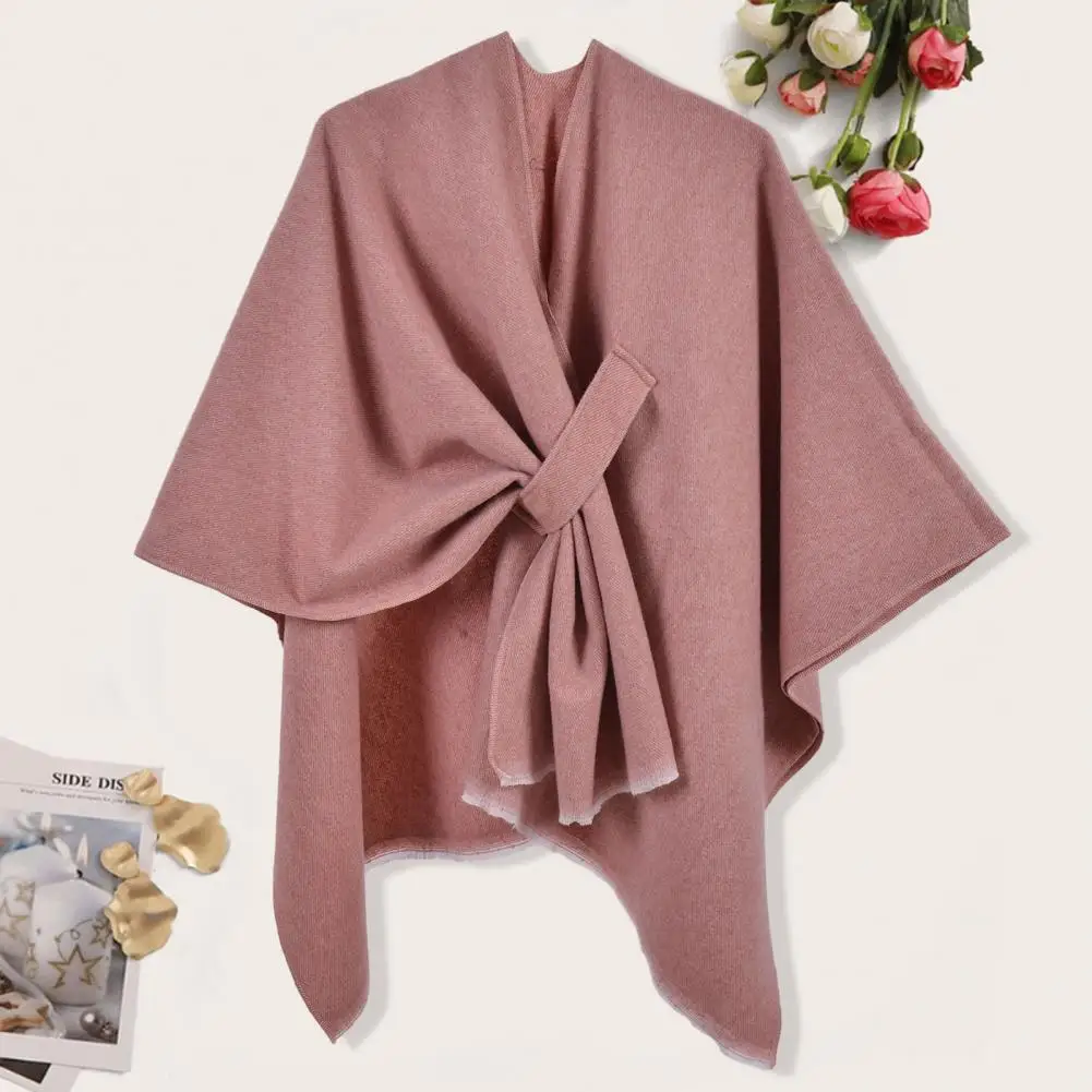 

Women Shawl Wrap Stylish Women's Double-sided Irregular Open Front Bat Sleeve Cardigan Warm Winter Cape Shawl Wrap Poncho Women