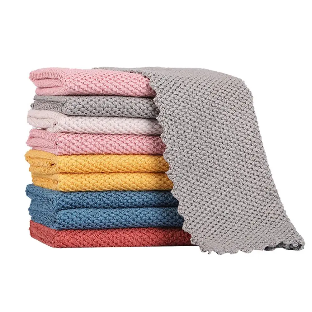 New Microfiber Cleaning Towel Pearl Weave Thickened Cleaning Cloth Non Greasy Feature Absorbent Dish Cloth Car Washing
