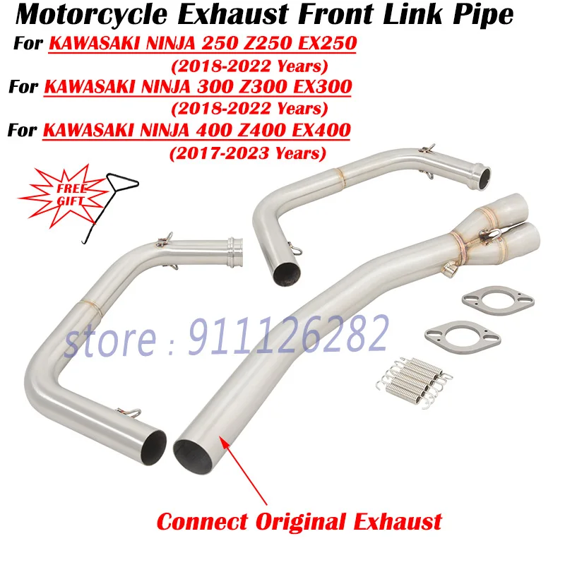 For Kawasaki NINJA 400 250 300 Z400 Z300 Z250 EX400 EX250 EX300 Motorcycle Exhaust Escape Modified Muffler Front Link Pipe