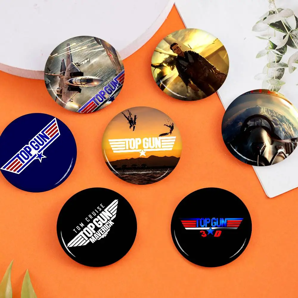 Action Movie Top Gun M-MaverickS Creative Pins Funny Faces Round Snap-in Brooch Badge Backpack Hat Accessories Jewelry Gifts