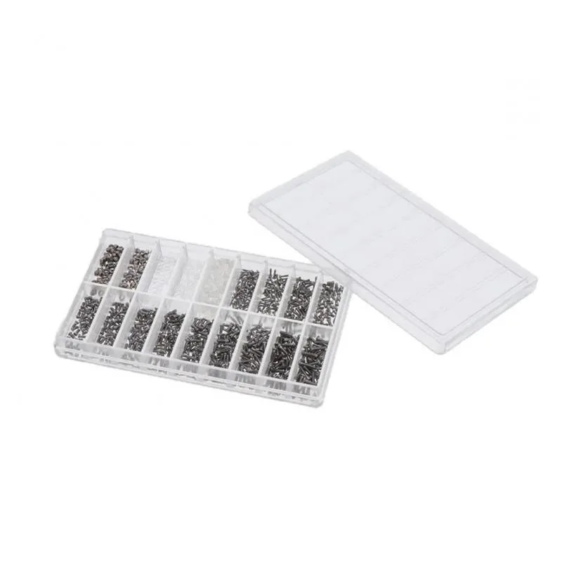 900 pz/scatola Kit di riparazione per occhiali occhiali da sole piccoli assortimento di riparazione Stainles Steel Fitting Watch occhiali da vista vite di riparazione 18Grid