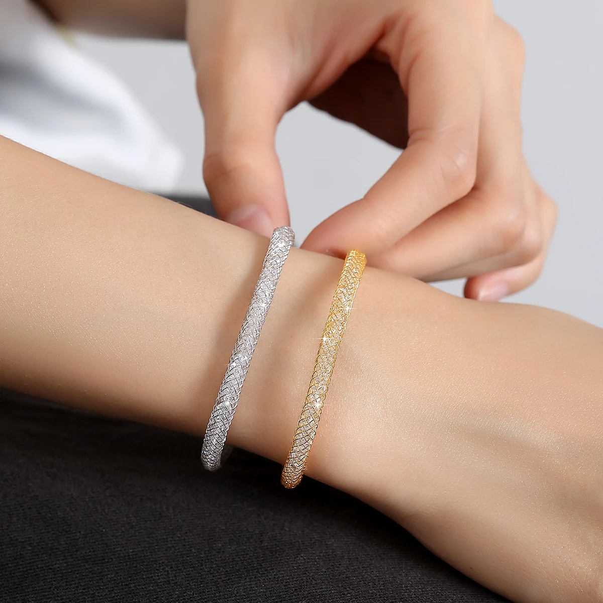 Cubic Zirconia Mesh Bracelet 925 Sterling Silver Couple Bracelet Men Women Waterproof Friendship Jewelry Birthday Gift