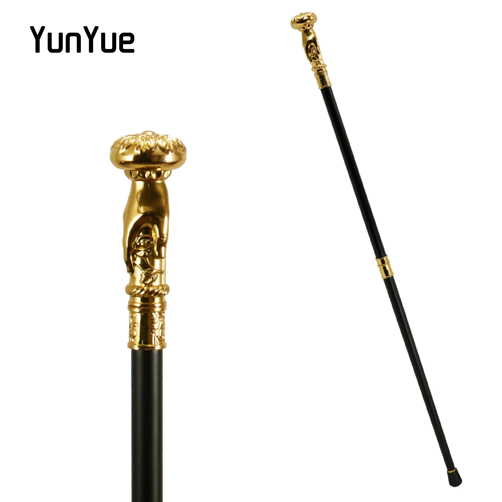 

Gold Hand Bouquet Metal Carving Walking Cane Gentleman Art Decorative Fashion Elegant Walking Stick Lady Cosplay Film Party Cane