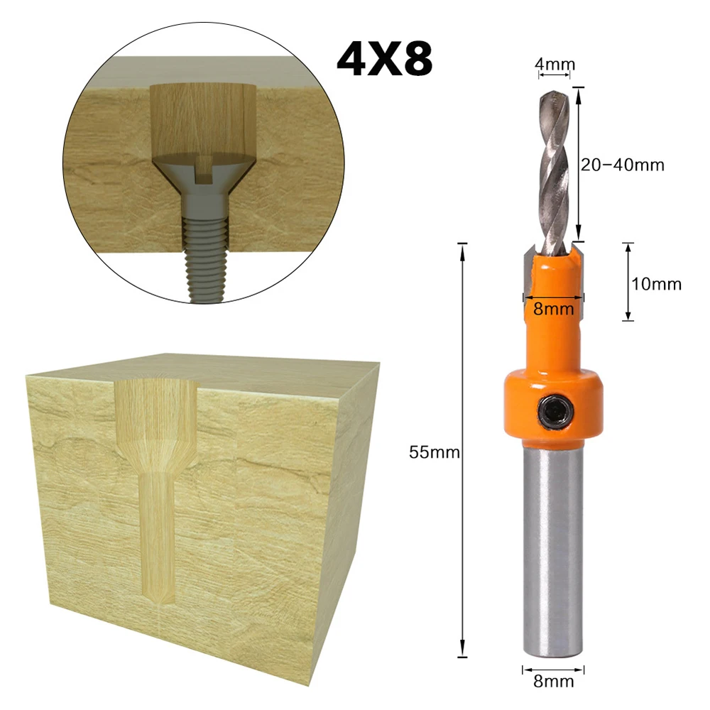 5pcs Countersink Drill Bit Screw Woodworking Chamfer Tool Quick Change Wood Hole Drills Bit Round Shank Timber Plastic Working