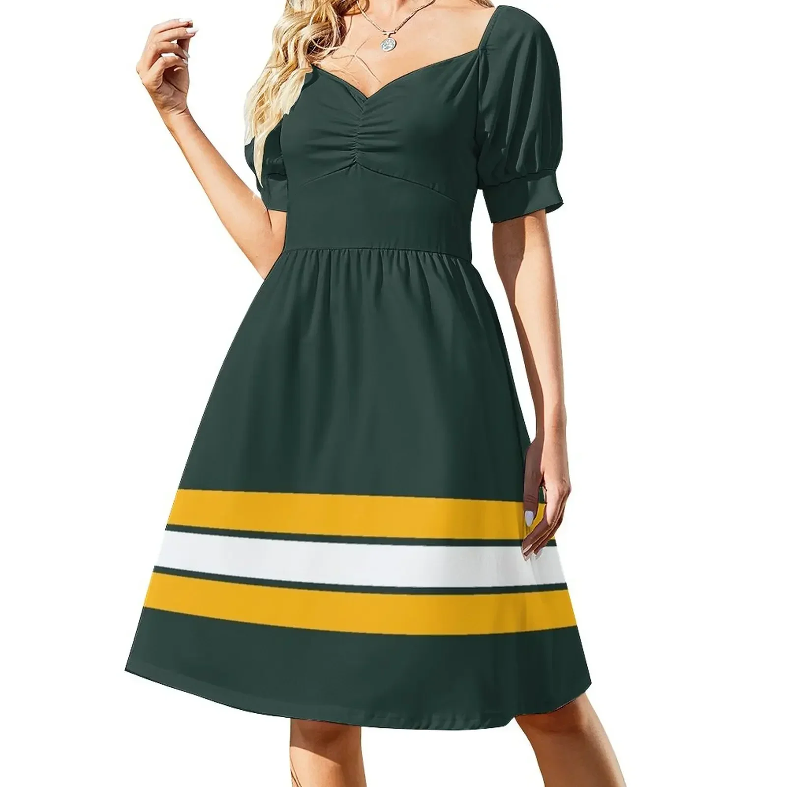 

Green Bay lines Sleeveless Dress summer dress daily Women long dress