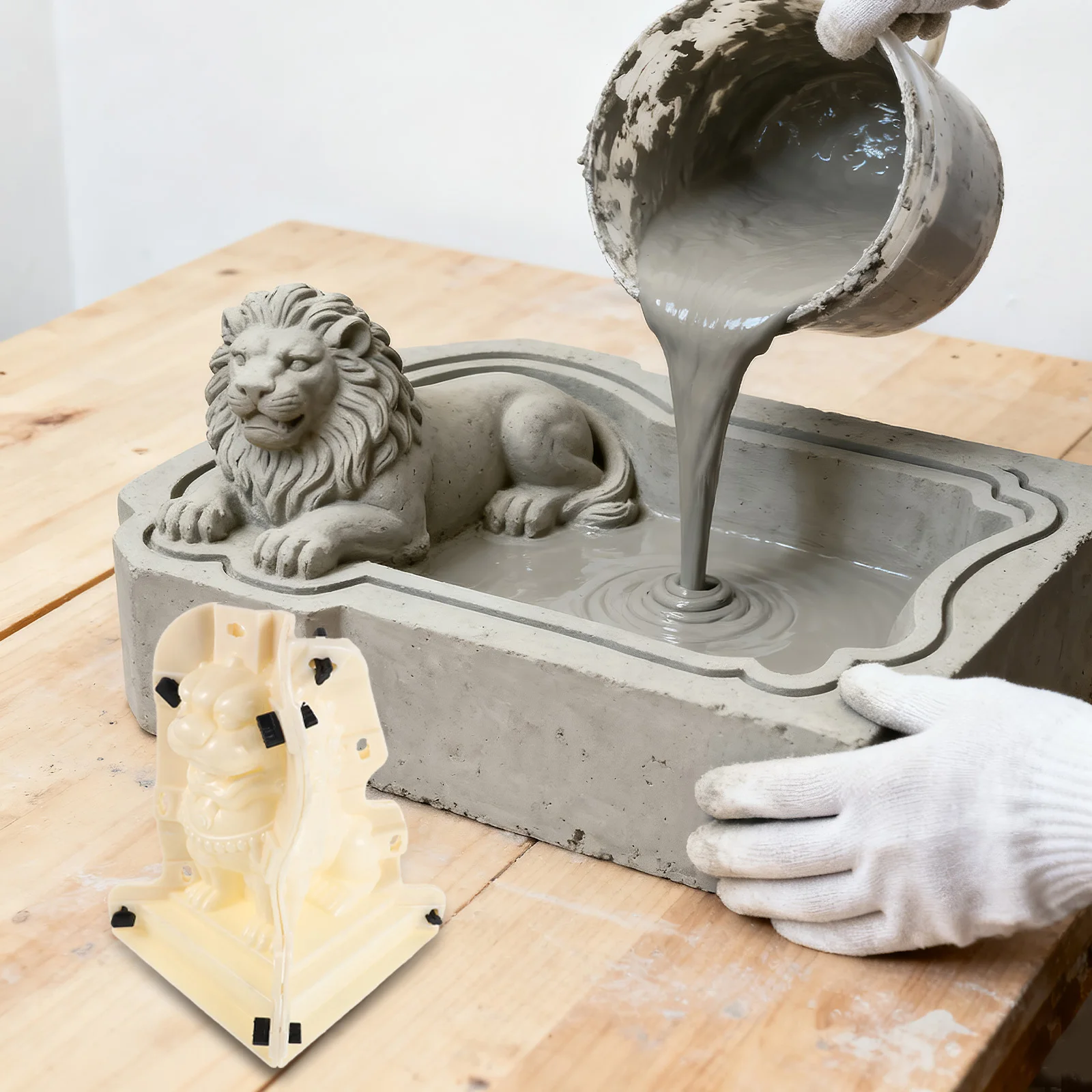 

Decorative Concrete Lion Mold Intricate Details Easy Demolding for Garden Balcony Fence Ornaments Concrete Lion Mold