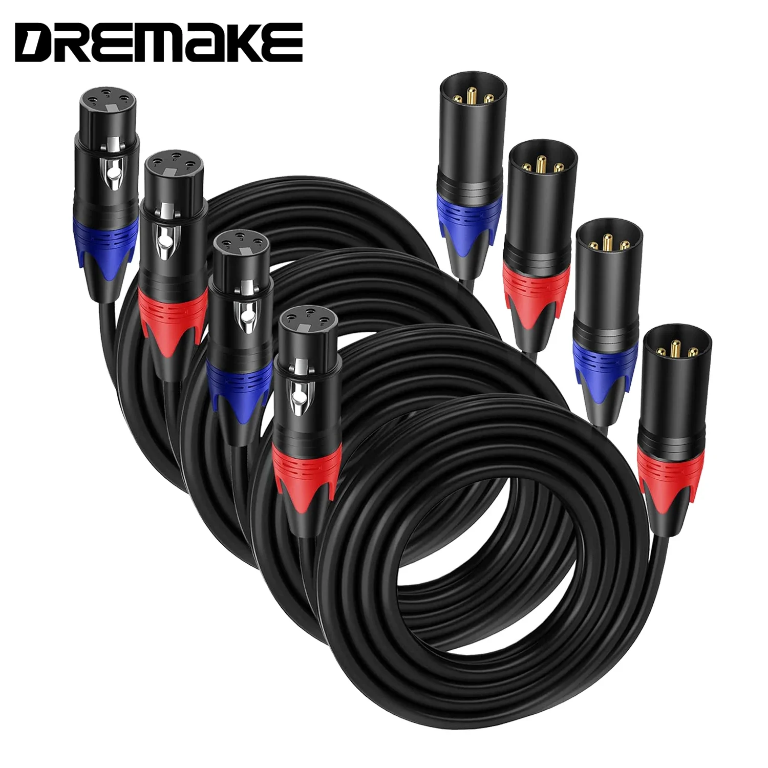 XLR Male to XLR Female Audio Cable 4-Pack Mic Balanced Microphone Lead XLR 3Pin Speaker AMP Extension Cable for Mixer Stage DMX