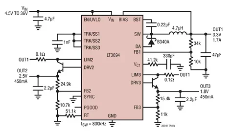 LT3694 LT3694EUFD LT3694IUFD LT3694EUFD-1 LT3694IUFD-1 - 36V, 2.6A Monolithic Buck Regulator With Dual LDO