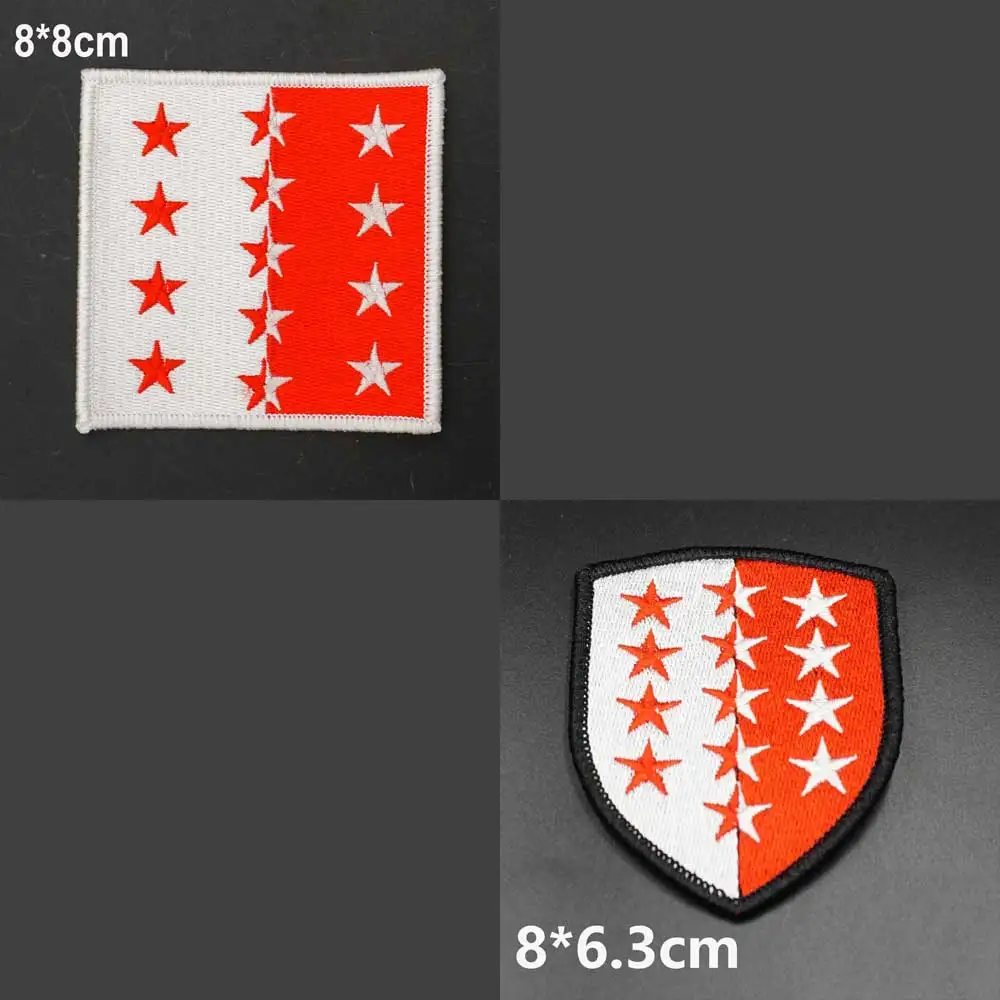 Valais Flag Embroidery Patches with Sew on hook backing for Clothing Backpack Caps DIY Appliques