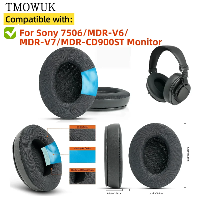 

Replacement for Sony 7506/MDR-V6/MDR-V7/MDR-CD900ST Monitor Earmuffs Ultra-soft Sponge Cushion Cover Repair Parts Headphone