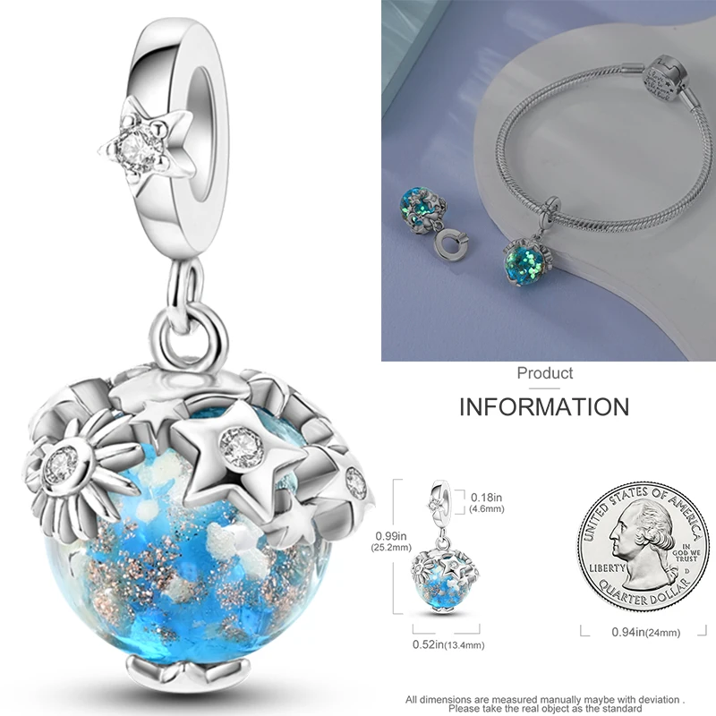 925 Sterling Silber Sonne Sternenhimmel Charms Serie Gold Sonne Sterne Mond Anhänger Passend für Armband DIY Schmuck Original Mode für Frauen – Detail 38