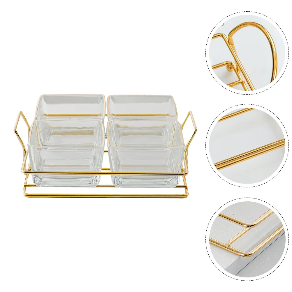 

1Set Elegant Glass Multi-Grids Candy Tray Lightweight Portable Fruit Nuts Dessert Organizer for Home Entertainment