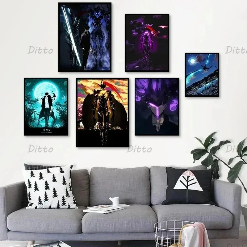 Korean Popular Anime Solo Leveling Comic Art Poster Canvas Painting and Prints Wall Art Cartoon Picture for Room Wall Home Decor