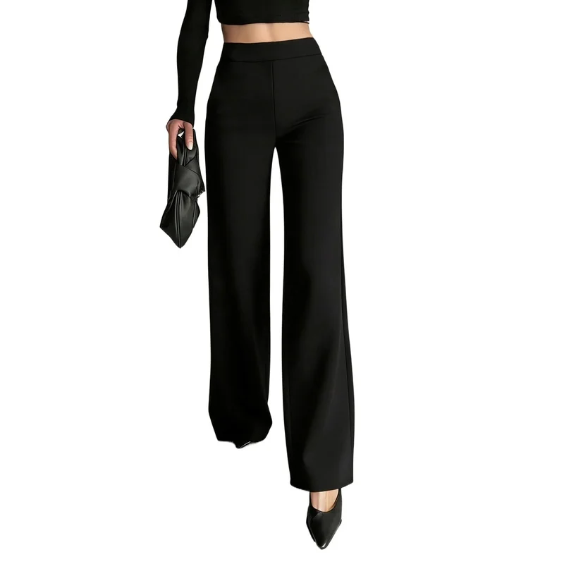 

2026 Basic Plus Size Regular Waist Slim Fit Straight Leg Trousers